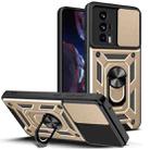 For Xiaomi Poco F5 Pro Sliding Camera Cover Design TPU Hybrid PC Phone Case(Gold) - 1