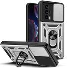 For Xiaomi Poco F5 Pro Sliding Camera Cover Design TPU Hybrid PC Phone Case(Silver) - 1