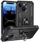 For iPhone 15 Shockproof TPU + PC Phone Case with Holder(Black) - 1