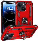 For iPhone 15 Shockproof TPU + PC Phone Case with Holder(Red) - 1