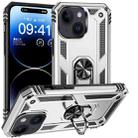 For iPhone 15 Shockproof TPU + PC Phone Case with Holder(Silver) - 1
