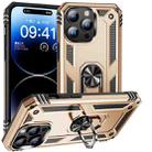 For iPhone 15 Pro Shockproof TPU + PC Phone Case with Holder(Gold) - 1