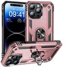 For iPhone 15 Pro Shockproof TPU + PC Phone Case with Holder(Rose Gold) - 1