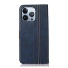 For iPhone 16 Pro Max Stitching Thread Calf Texture Leather Phone Case(Blue) - 3