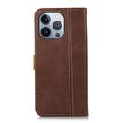 For iPhone 16 Pro Max Stitching Thread Calf Texture Leather Phone Case(Coffee) - 3