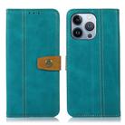 For iPhone 16 Pro Max Stitching Thread Calf Texture Leather Phone Case(Light Green) - 1