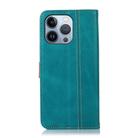 For iPhone 16 Pro Max Stitching Thread Calf Texture Leather Phone Case(Light Green) - 3