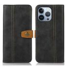 For iPhone 16 Pro Stitching Thread Calf Texture Leather Phone Case(Black) - 1