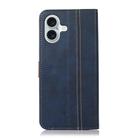 For iPhone 16 Plus Stitching Thread Calf Texture Leather Phone Case(Blue) - 3