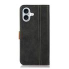 For iPhone 16 Plus Stitching Thread Calf Texture Leather Phone Case(Black) - 3