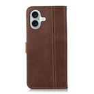 For iPhone 16 Plus Stitching Thread Calf Texture Leather Phone Case(Coffee) - 3