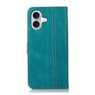For iPhone 16 Stitching Thread Calf Texture Leather Phone Case(Light Green) - 3
