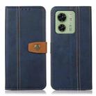 For Motorola Edge 40 5G Stitching Thread Calf Texture Leather Phone Case(Blue) - 1