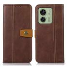 For Motorola Edge 40 5G Stitching Thread Calf Texture Leather Phone Case(Coffee) - 1