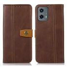 For Motorola Moto G 5G 2023 Stitching Thread Calf Texture Leather Phone Case(Coffee) - 1