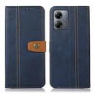 For Motorola Moto G14 4G Stitching Thread Calf Texture Leather Phone Case(Blue) - 1