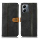 For Motorola Moto G14 4G Stitching Thread Calf Texture Leather Phone Case(Black) - 1