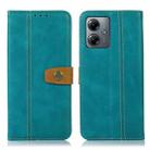 For Motorola Moto G14 4G Stitching Thread Calf Texture Leather Phone Case(Light Green) - 1