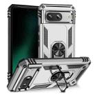 For Google Pixel 8 Shockproof TPU + PC Phone Case with Holder(Silver) - 1