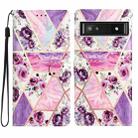 For Google Pixel 9a Colored Drawing Leather Phone Case(Purple Marble) - 1