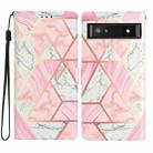 For Google Pixel 9a Colored Drawing Leather Phone Case(Pink Marble) - 1