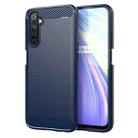 For Realme 6 Brushed Texture Carbon Fiber TPU Phone Case(Blue) - 1