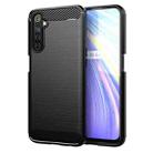 For Realme 6S Brushed Texture Carbon Fiber TPU Phone Case(Black) - 1