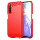 For Realme Narzo Brushed Texture Carbon Fiber TPU Phone Case(Red) - 1