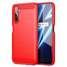 For Realme 6 Pro Brushed Texture Carbon Fiber TPU Phone Case(Red) - 1