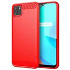 For Realme C11 Brushed Texture Carbon Fiber TPU Phone Case(Red) - 1