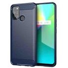 For Realme 7i Brushed Texture Carbon Fiber TPU Phone Case(Blue) - 1