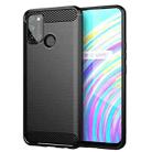 For Realme C17 Brushed Texture Carbon Fiber TPU Phone Case(Black) - 1