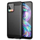 For Realme 8 Brushed Texture Carbon Fiber TPU Phone Case(Black) - 1
