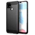 For Realme C21 Brushed Texture Carbon Fiber TPU Phone Case(Black) - 1