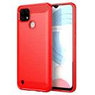 For Realme C21 Brushed Texture Carbon Fiber TPU Phone Case(Red) - 1