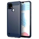 For Realme C21 Brushed Texture Carbon Fiber TPU Phone Case(Blue) - 1