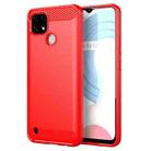 For Realme C21Y Brushed Texture Carbon Fiber TPU Phone Case(Red) - 1