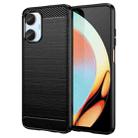 For Realme10 4G Brushed Texture Carbon Fiber TPU Phone Case(Black) - 1