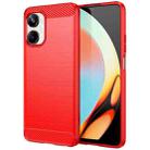 For Realme 10 Pro Brushed Texture Carbon Fiber TPU Phone Case(Red) - 1