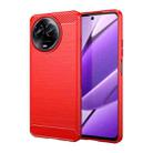 For Realme V50s Brushed Texture Carbon Fiber TPU Phone Case(Red) - 1