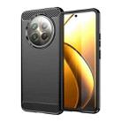 For Realme 12+ 5G Brushed Texture Carbon Fiber TPU Phone Case(Black) - 1