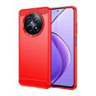 For Realme 12 5G Brushed Texture Carbon Fiber TPU Phone Case(Red) - 1