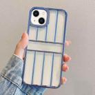 For iPhone 14 Plus Electroplating Door Frame Transparent TPU Phone Case(Sierra Blue) - 1