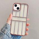 For iPhone 14 Plus Electroplating Door Frame Transparent TPU Phone Case(Pink) - 1