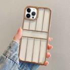 For iPhone 14 Pro Electroplating Door Frame Transparent TPU Phone Case(Gold) - 1