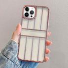 For iPhone 13 Pro Electroplating Door Frame Transparent TPU Phone Case(Pink) - 1