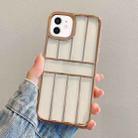 For iPhone 12 Electroplating Door Frame Transparent TPU Phone Case(Gold) - 1