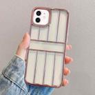 For iPhone 11 Electroplating Door Frame Transparent TPU Phone Case(Pink) - 1