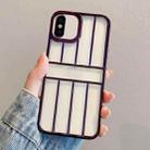 For iPhone X / XS Electroplating Door Frame Transparent TPU Phone Case(Deep Purple) - 1