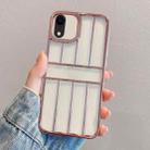 For iPhone XR Electroplating Door Frame Transparent TPU Phone Case(Pink) - 1